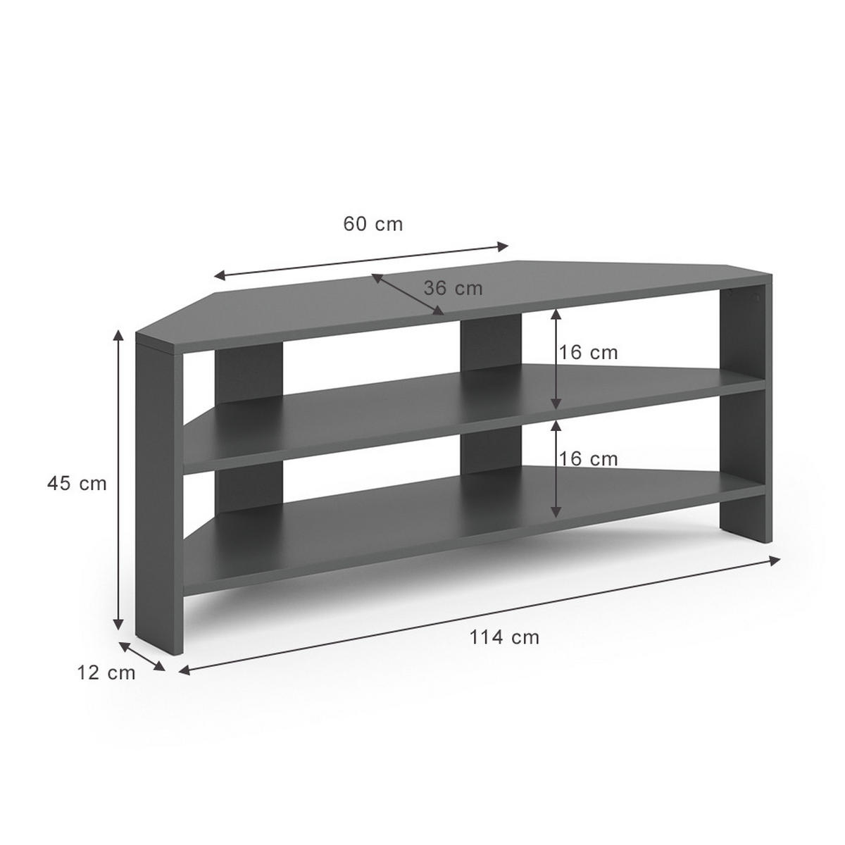 LOWBOARD Anthrazit 114 x 45 cm - Anthrazit, Holzwerkstoff (114/45/36cm) - Vicco