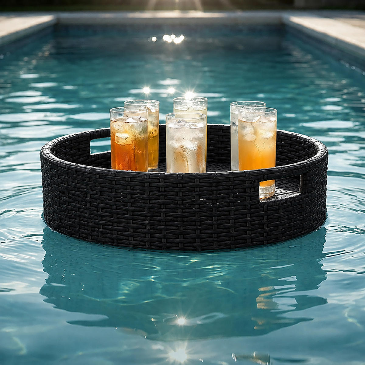 SERVERINGSBRICKA Svart flytande PE rotting 60 cm - Svart, Textil/Metall (60/20/60cm) - Relaxdays
