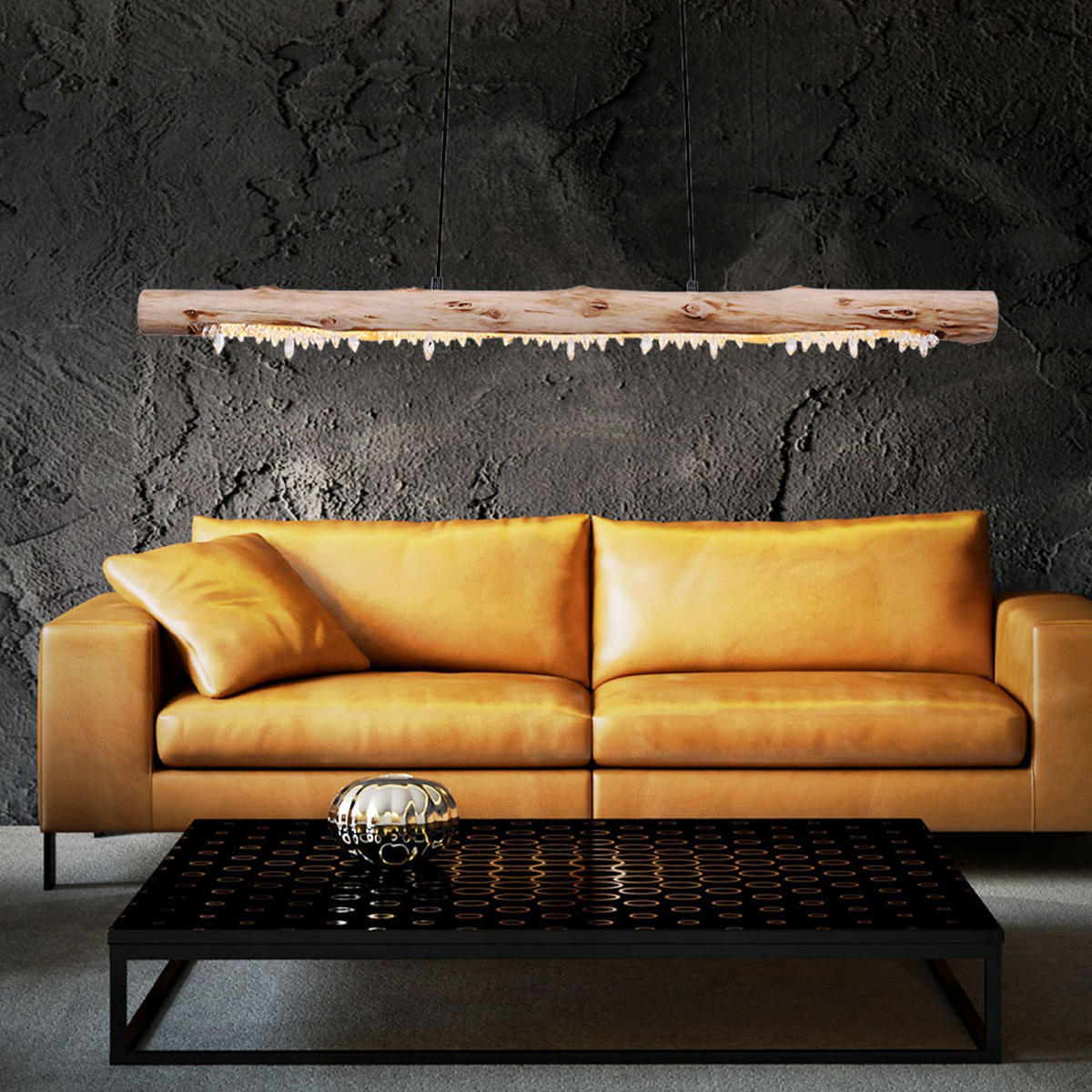 LED HÄNGELEUCHTE Holz Natur Schwarz - Schwarz, Holz (100/8/150cm) - Globo Lighting