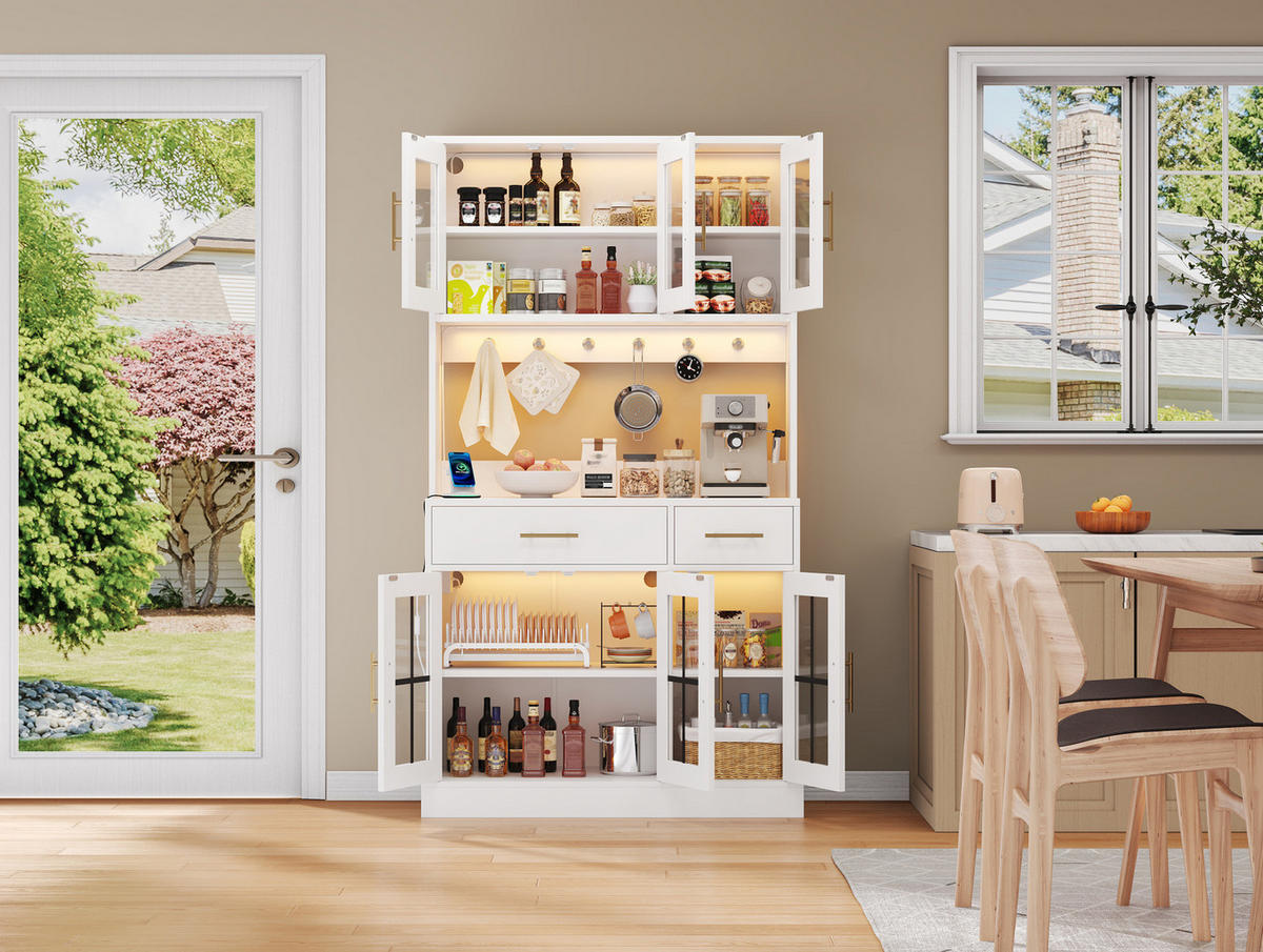 BUFFET 180/100 cm Weiß aus MDF mit LED-Beleuchtung - Weiß, Holzwerkstoff (40/180/100cm) - OKMYHOME