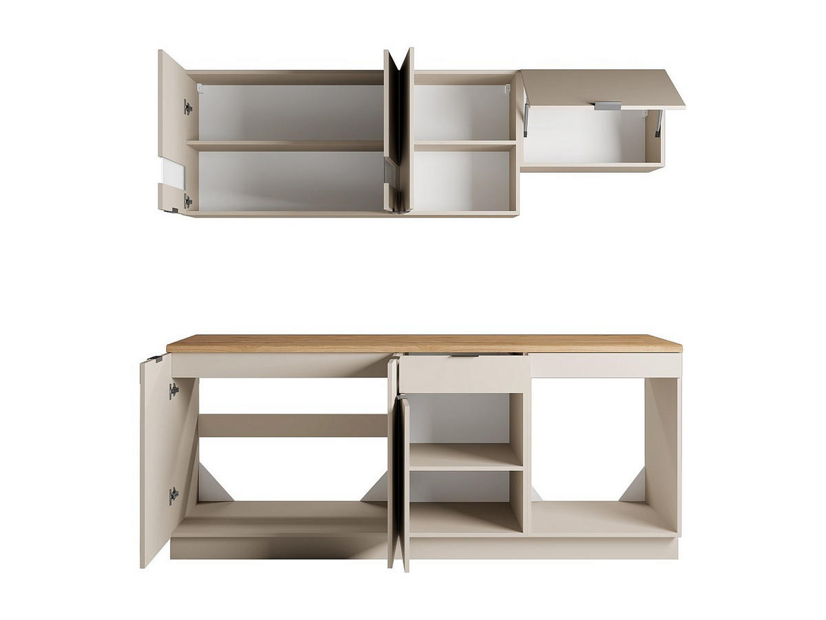 KÜCHENZEILE - 200 cm x 60 cm - holz - beige, naturfarben hell Carmeo - Beige/Naturfarben, Holz (200/82/60cm) - Vente-Unique