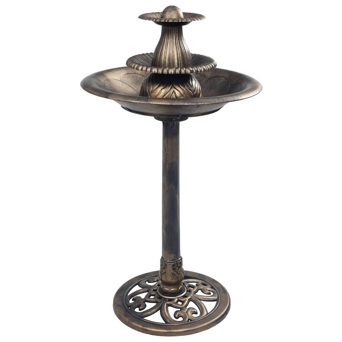 VOGELBAD Mit Springbrunnen Bronzen 50/91 Cm Kunststoff - Bronzefarben, Kunststoff (50/91/50cm) - vidaXL