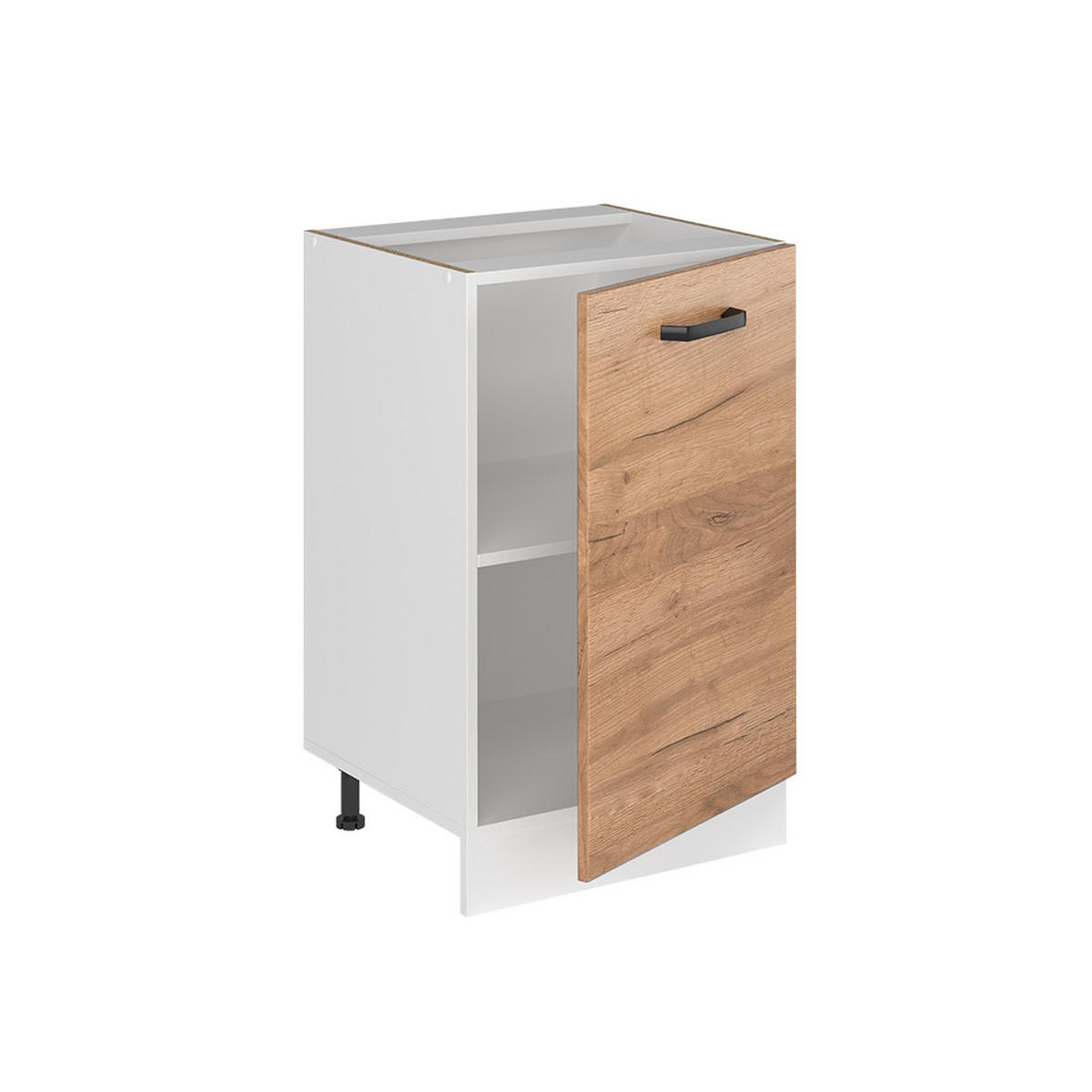 KÜCHENUNTERSCHRANK R-Line, Goldkraft Eiche/Weiß, 50 cm Arbeitsplatte Marmor - Eichefarben/Weiß, Holzwerkstoff (50/81.6/60cm) - Vicco