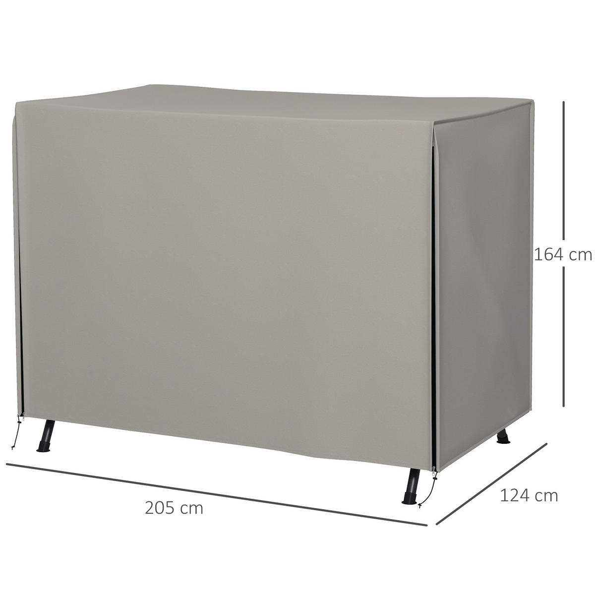 ABDECKUNG Hollywoodschaukel, Grau - Grau, Kunststoff (124/164/205cm) - Outsunny