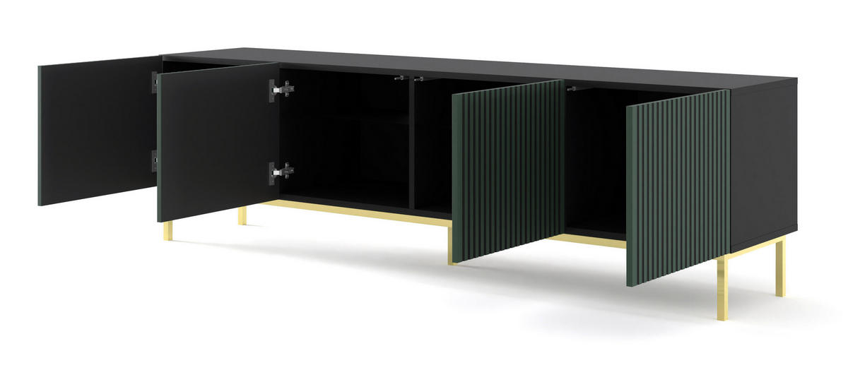 TV-LOWBOARD SCHWARZ - Goldfarben/Schwarz, Holzwerkstoff (200/58/42cm) - FURNLUX