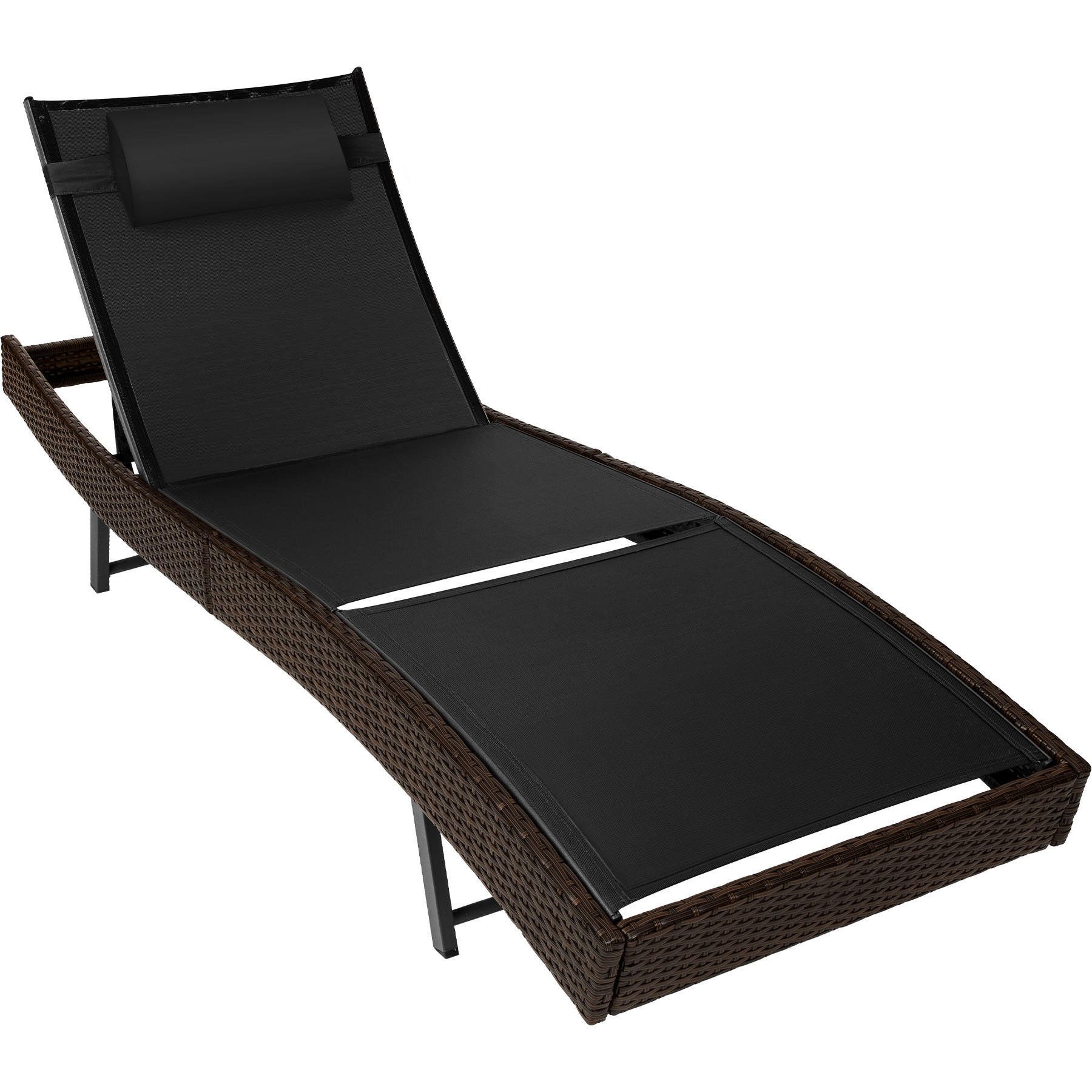RATTAN-SONNENLIEGE Moana,69 x 211 x 41 - 94 cm,braun gemischt - Braun, Kunststoff (69/94/211cm) - tectake