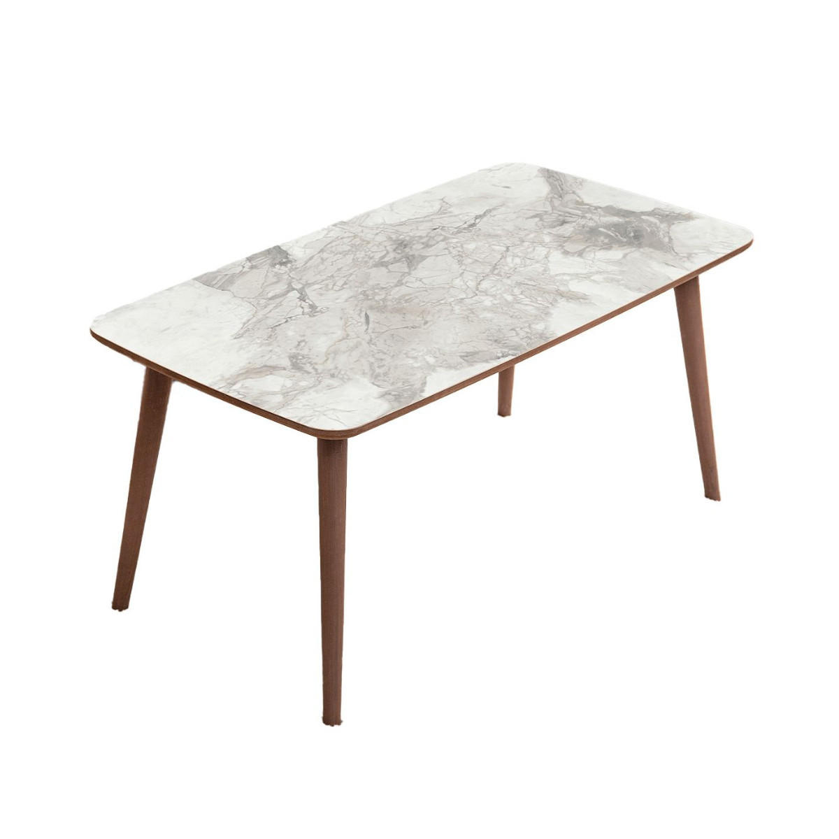 COUCHTISCH mit rechteckiger Platte in weißer Marmoroptik 54/45/100 cm - Weiß, Holzwerkstoff (59/54/45cm) - Calicosy