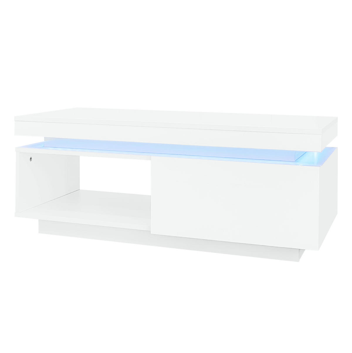 LOWBOARD 181/38/38 cm und 100/50/40.3 cm Weiß aus Spanplatte mit LED-Beleuchtung - Weiß, Holzwerkstoff (50/40/100cm) - OKMYHOME