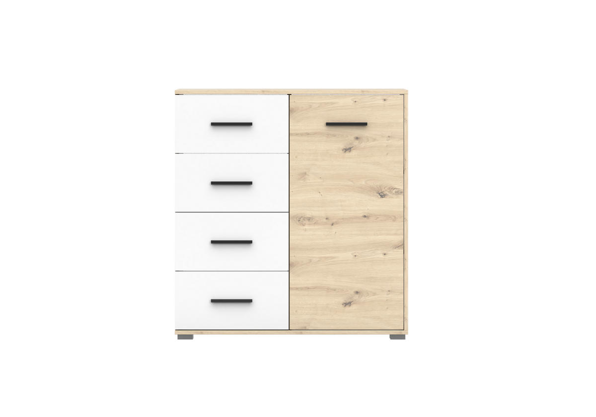 KOMMODE - Highboard Marsylio 1D4S - Eiche Artisan, Holzwerkstoff (90/95/45cm) - Möblo