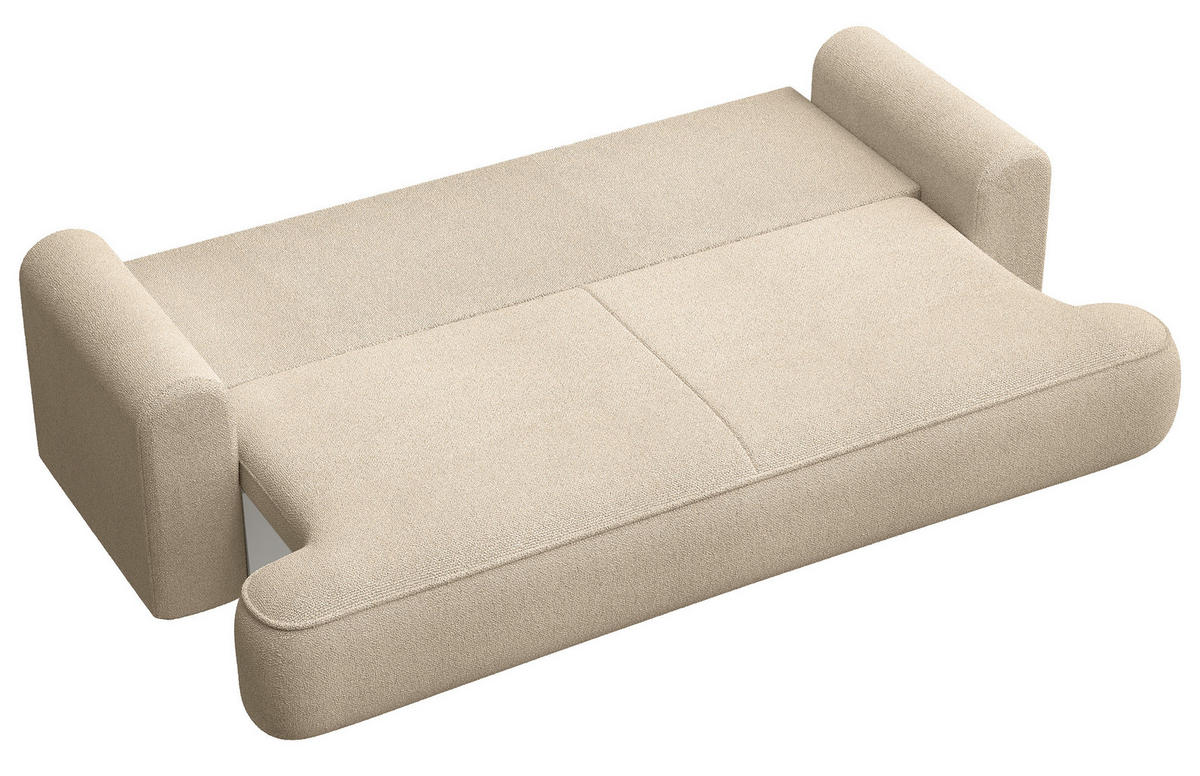 SCHLAFSOFA Ovo Hellbeige 250 cm - Ecru/Schwarz, Kunststoff/Textil (250/92/110cm) - Selsey