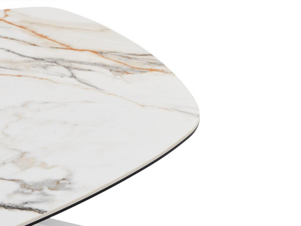 COUCHTISCH - Sicherheitsglas, Keramik & Metall - Marmor-Optik Weiß - DERIYA - Weiß, Glas (109.5/69.5/40cm) - Vente-Unique