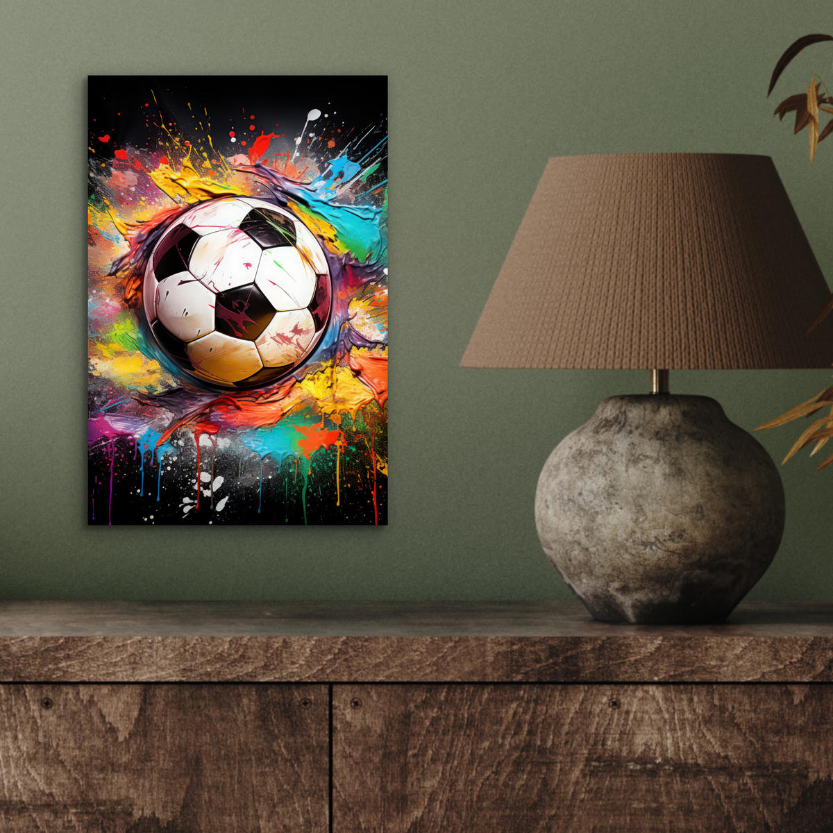 KOVOVÝ OBRAZ Futbal - Farba - Farby - Čierna - Biela 20x30 cm - biela, kov (20/30cm) - MuchoWow