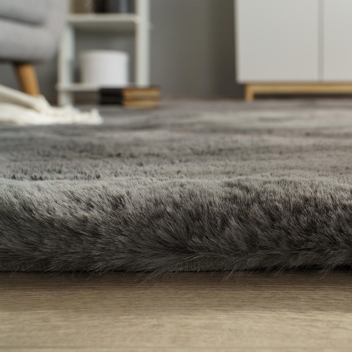 HOCHFLORTEPPICH 160/160 cm Rabbit Deluxe 860 - Anthrazit, Textil (160/160cm) - Paco Home