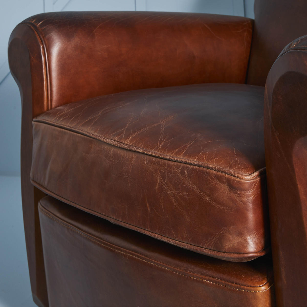 CHESTERFIELD-STIL Sessel aus braunem Vollnarbenleder Moustache - Braun, Textil (83/82/86cm) - Signature