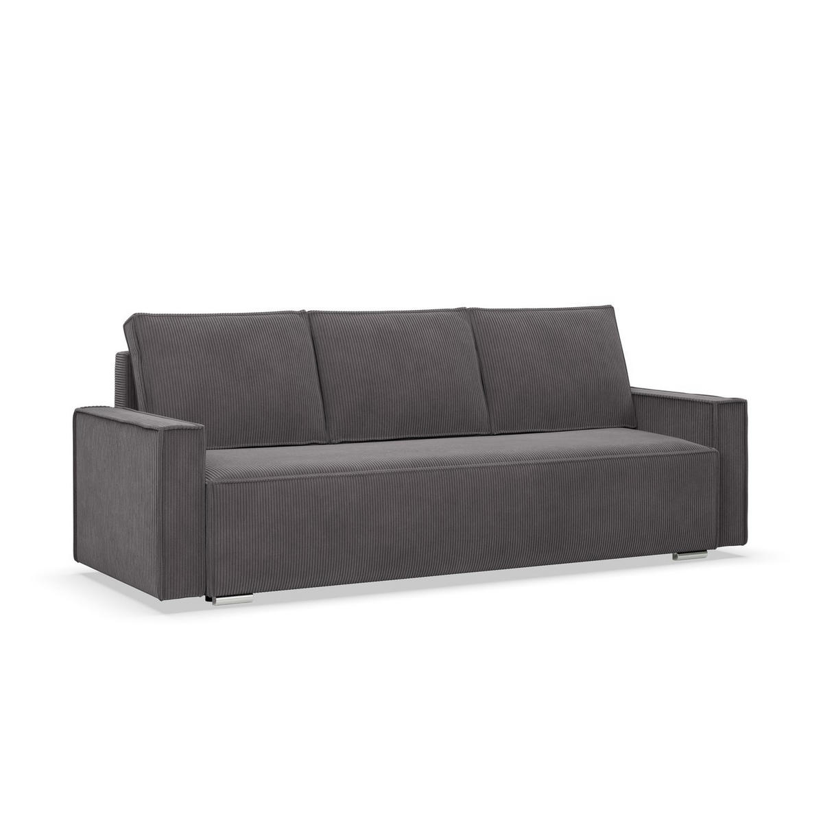 SOFA 3-SITZER MIT SCHLAFFUNKTION NOTO Dunkelgrau - Dunkelgrau, Textil (95/92/220cm) - Mebligo