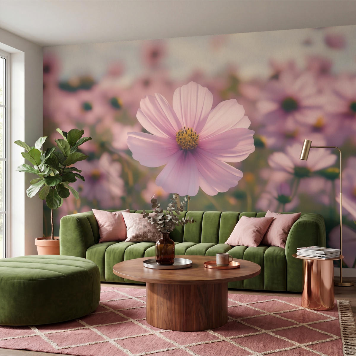 TAPETE - Blumen - Lila - Unscharf - 400x260 cm - Rosa, Papier (400/260cm) - OnlyWow