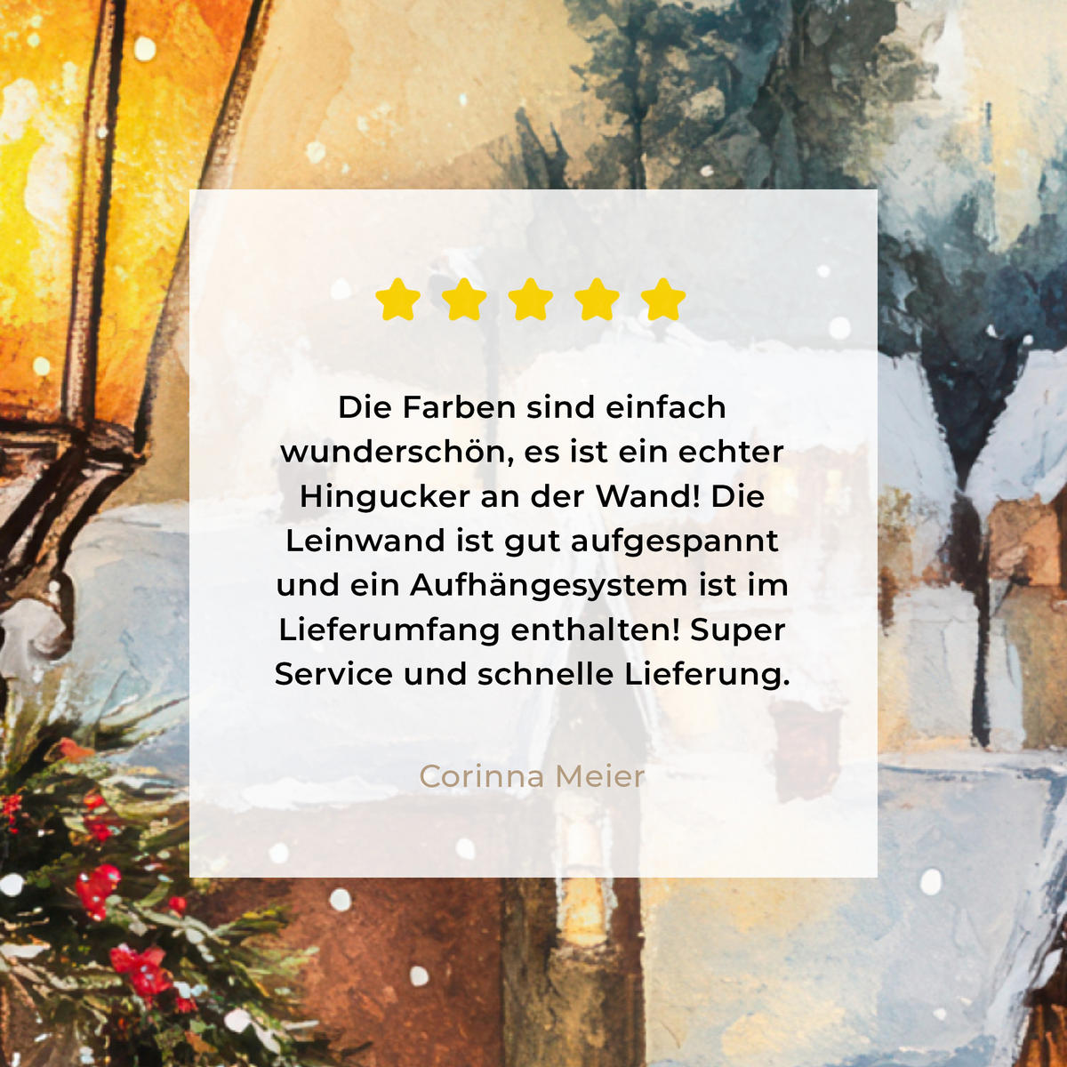 LEINWANDBILD Weihnachtsdorf - Häuser - Schnee - Weihnachten 40x30 cm - Sandfarben, Textil (40/30cm) - MuchoWow