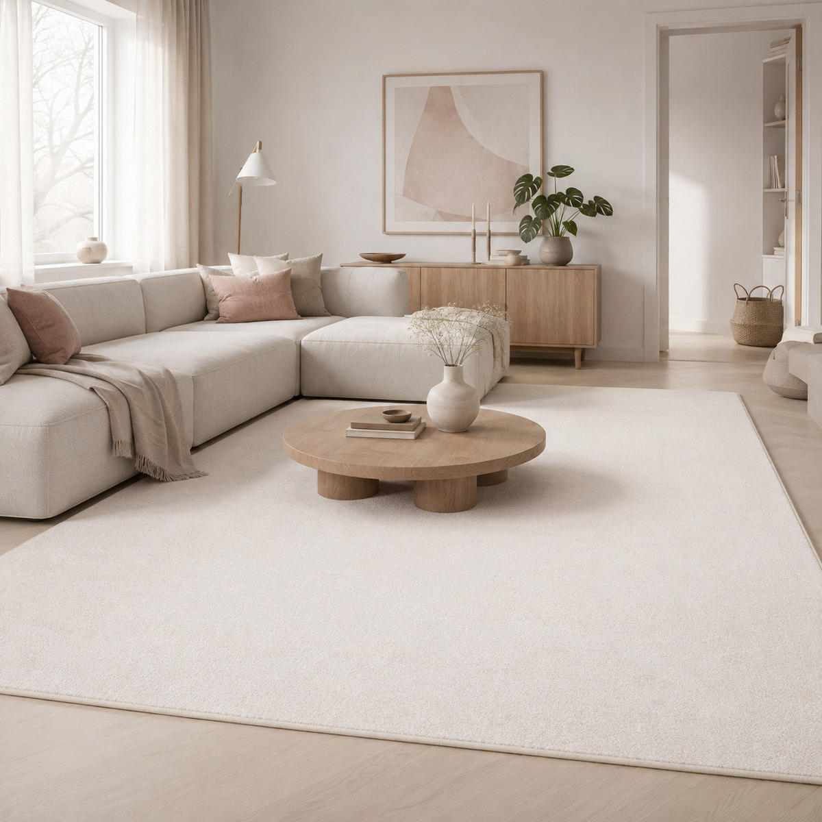 HOCHFLOR VELOURS TEPPICH LUNA - Weiß, Textil (80/240cm) - Snapstyle