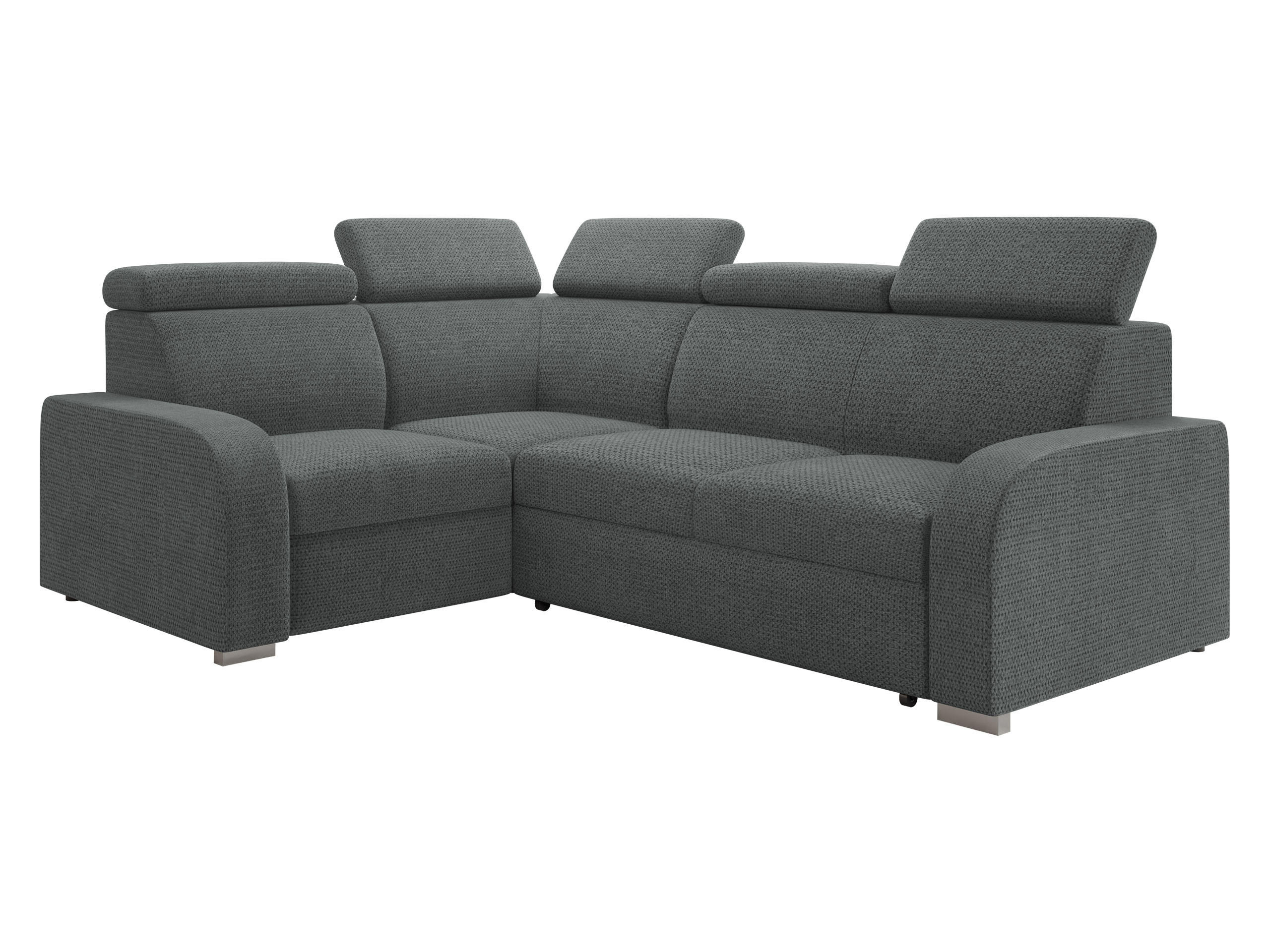 ECKSOFA Oslo 2rR1 80 - Dunkelgrau/Silberfarben, Holz/Kunststoff (250/200cm) - MIRJAN24
