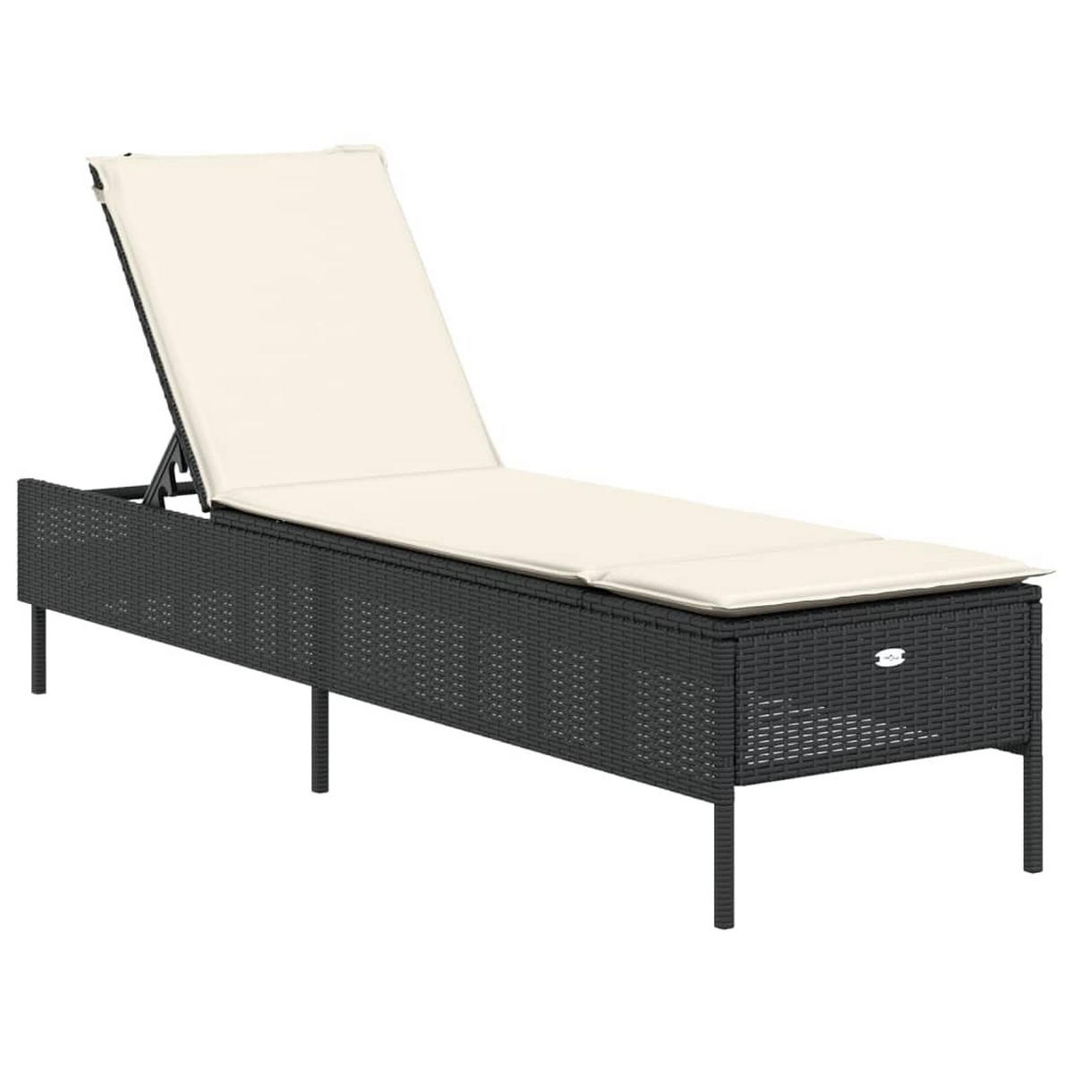 SONNENLIEGEN Mit Auflagen 2 Stk. Schwarz Poly Rattan - Schwarz, Kunststoff (55/97/198cm) - vidaXL