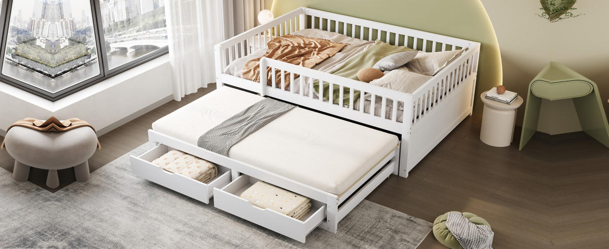 BETT 140/200 cm Weiß aus Massivholz mit Bett - Weiß, Holz (140/200cm) - OKMYHOME