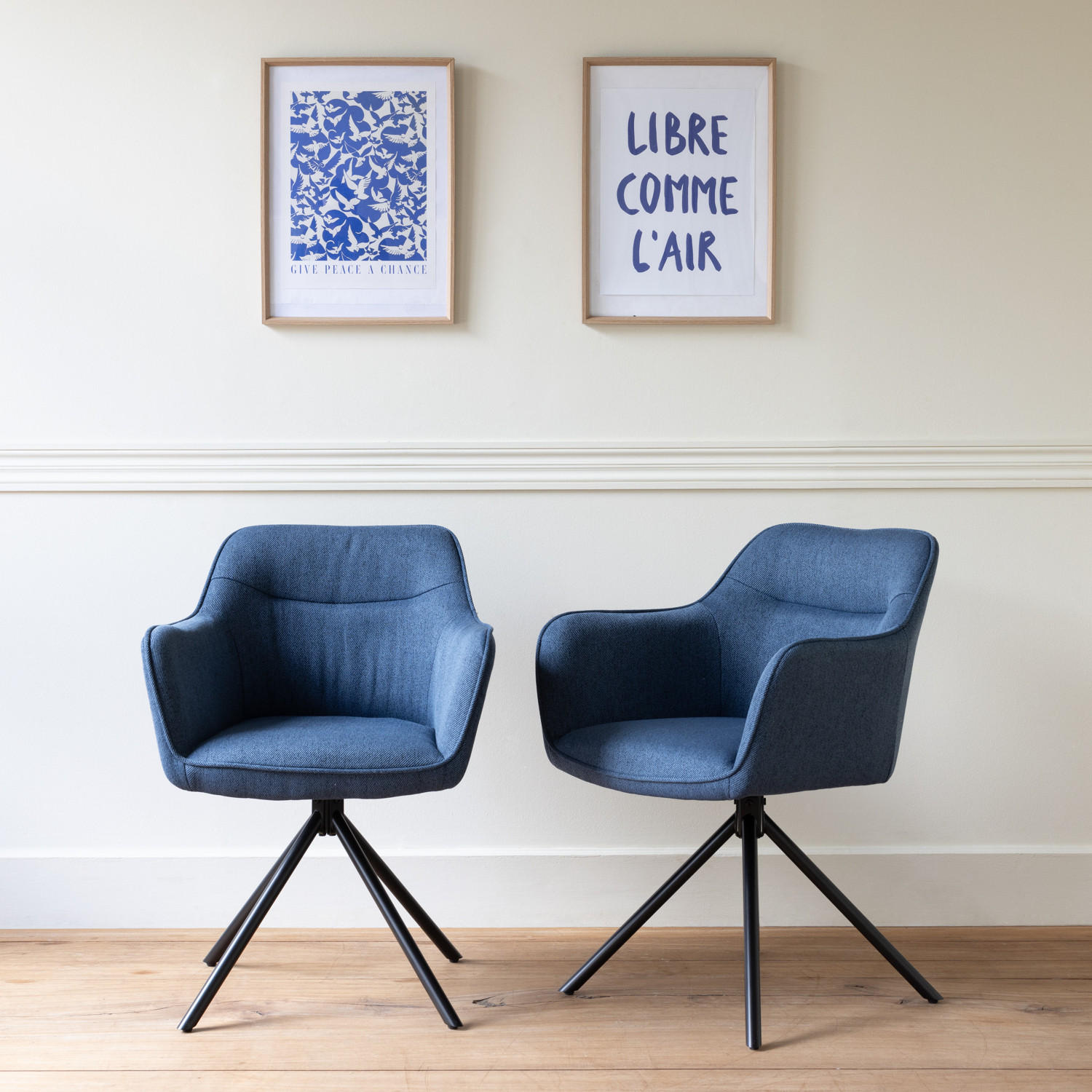 STÜHLE Danna Blau 2er-Set - Blau, Textil (58/80.5/59cm) - Happy Garden
