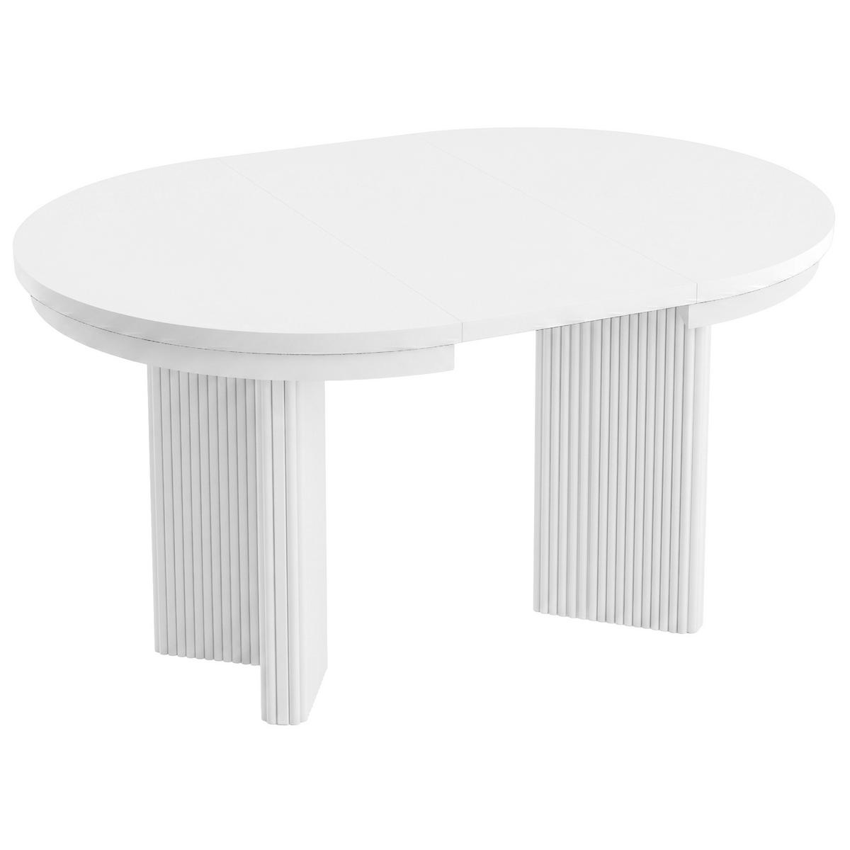 JÍDELNÍ STŮL Prestige, kulatý designový stůl, rozkládací Ø 100–180 cm, bílá + bílá - bílá, kov (100/100/77cm) - Beautysofa