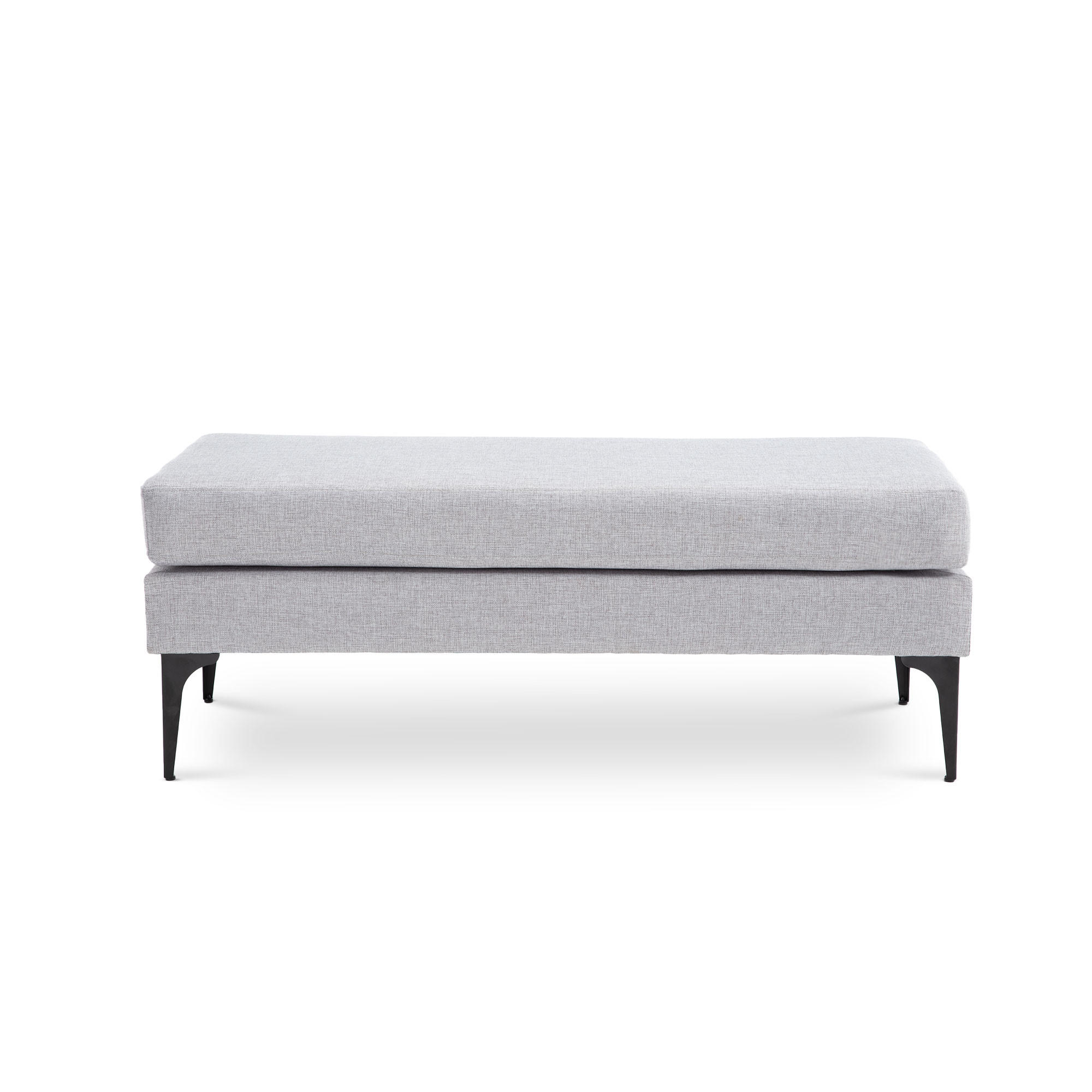 BANK/BETTENDE Max aus hellgrauem Stoff - Hellgrau/Schwarz, Holz/Textil (119/44.5/50.5cm) - Sicaan