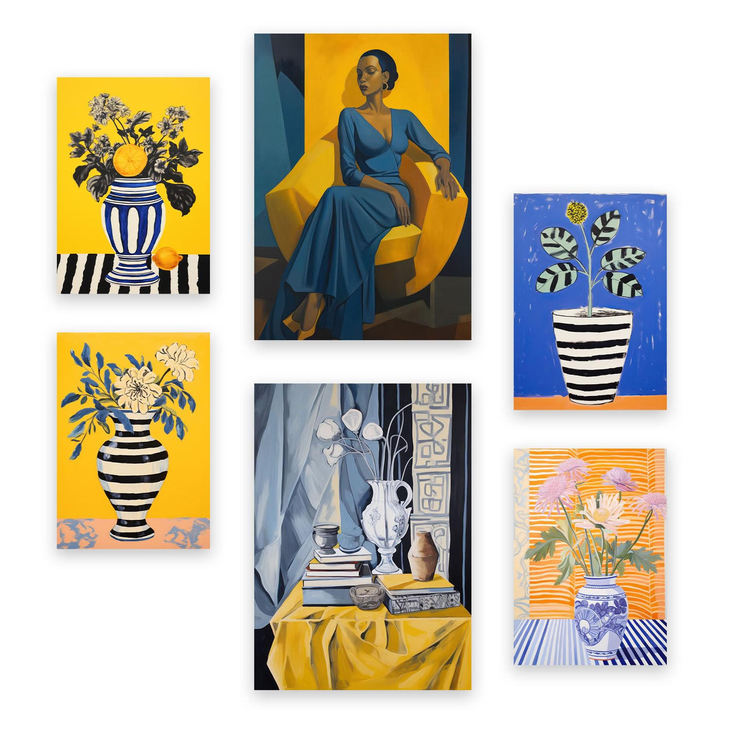 POSTER Set Mit 6 Vase Lady In Vielseitiger Stil A3 & A4 Rahmenlos - Klar, Papier (29/3cm) - Nacnic
