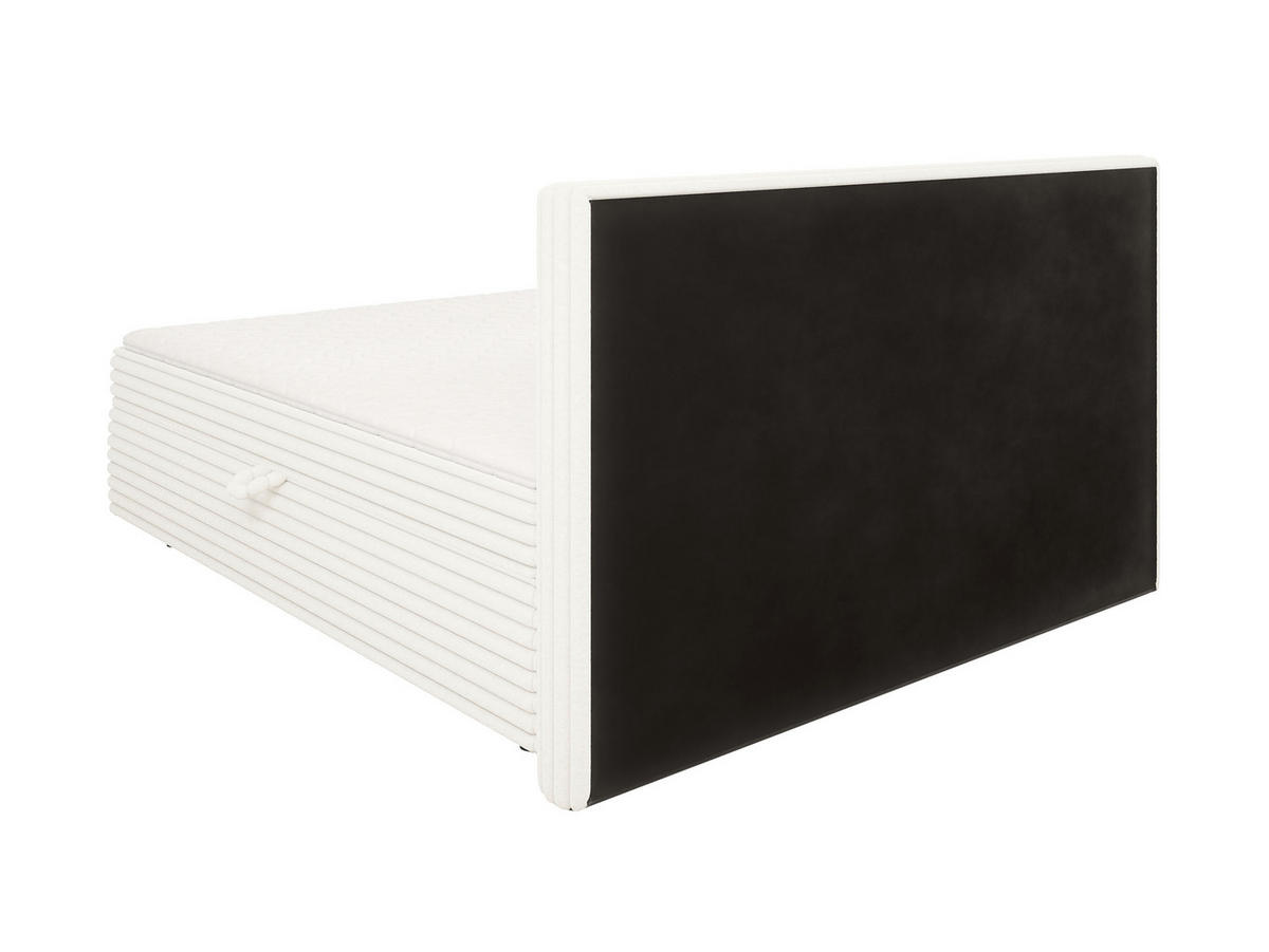 BOXBETT Roma 180/200 cm Hellbeige Plüschcord - Beige/Schwarz, Holz/Kunststoff (180/200cm) - S-Style Möbel