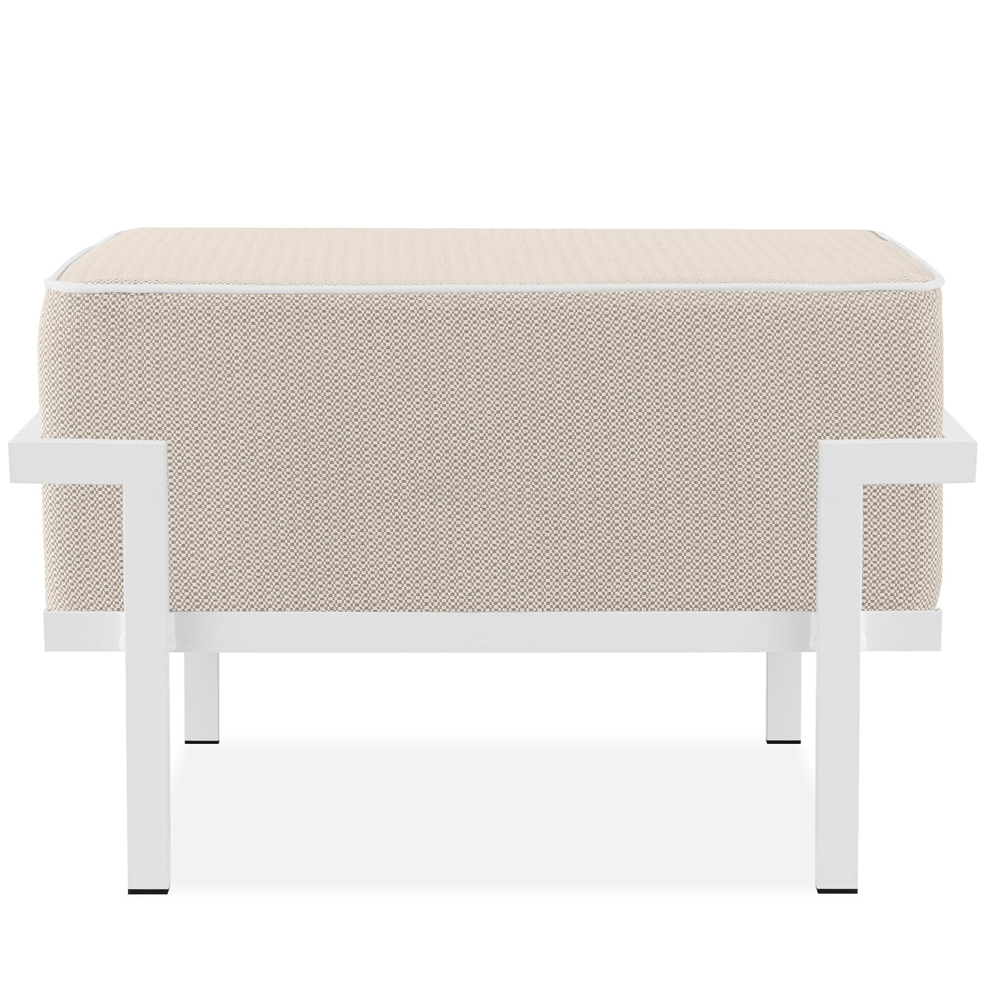 GARTENLOUNGE-HOCKER TRIGLO auf Metallfüßen, Modern, Weiß - Beige/Weiß, Textil/Metall (69/44/54cm) - KONSIMO®
