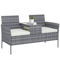 GARTENBANK 2-Sitzer DE-13678 mit integriertem Tisch Schwarz - Grau, Metall (135/81/64cm) - ComfortXL