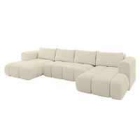 WOHNLANDSCHAFT Ottomane Links CLOUD-U 414x180x40 Beige Bouclé - Beige, Holzwerkstoff/Kunststoff (414/90/180cm) - ALTDECOR