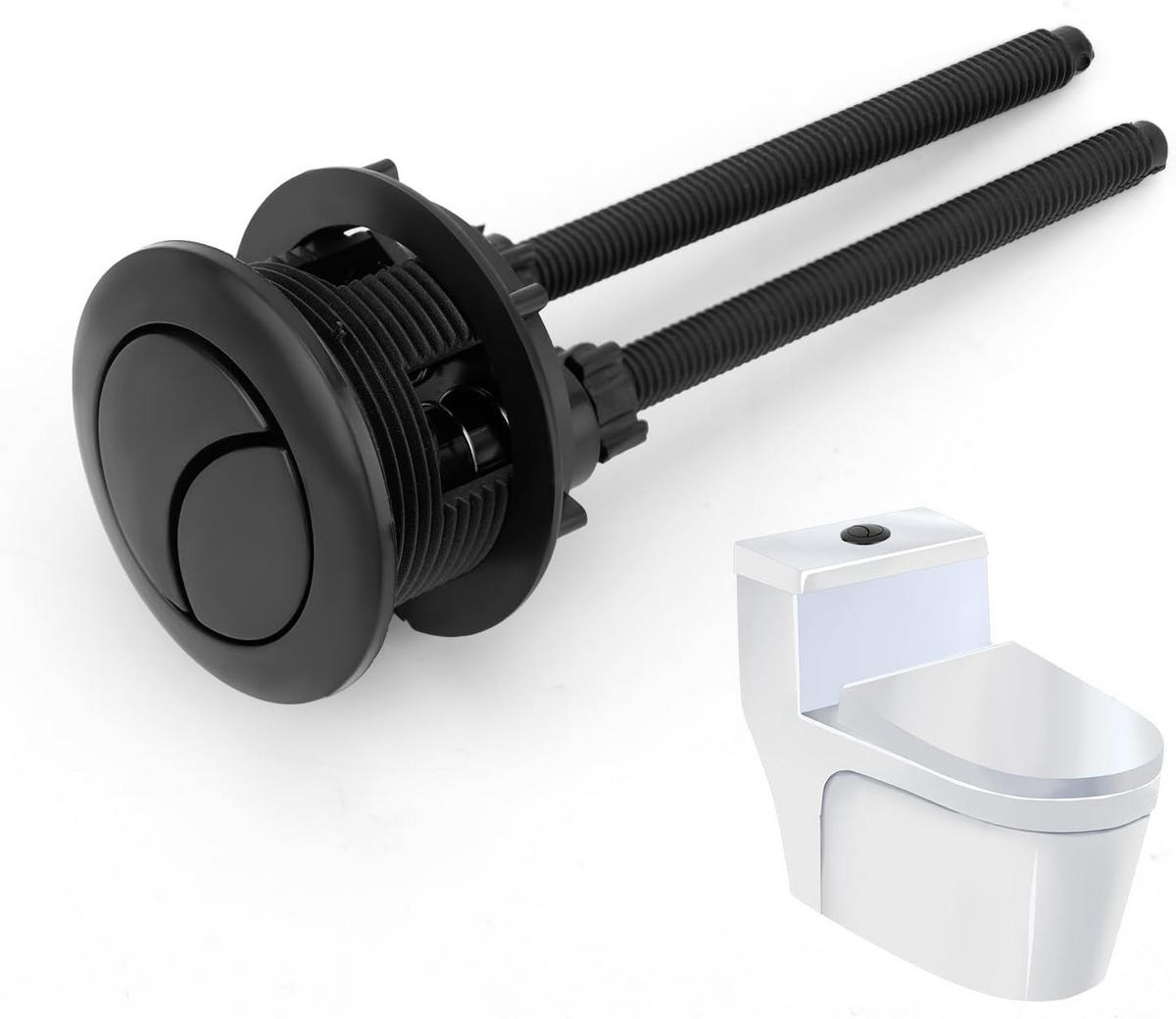 WC-SPÜLTASTE, Doppelstift, schwarz, Durchmesser 7CM - Schwarz, Kunststoff (8/12/8cm)