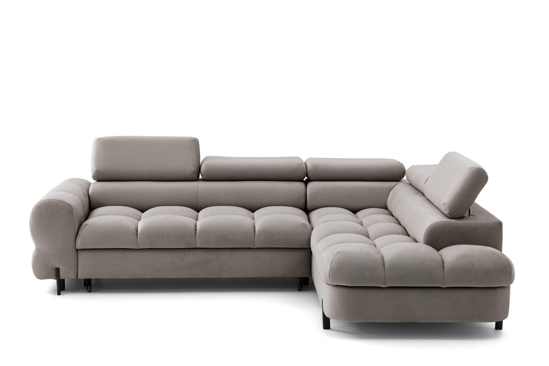 ECKSOFA BOWL L Rechts mit Schlaffunktion 125x195 Velours Beige - Beige/Schwarz, Holz/Textil (195/260cm) - Muffo