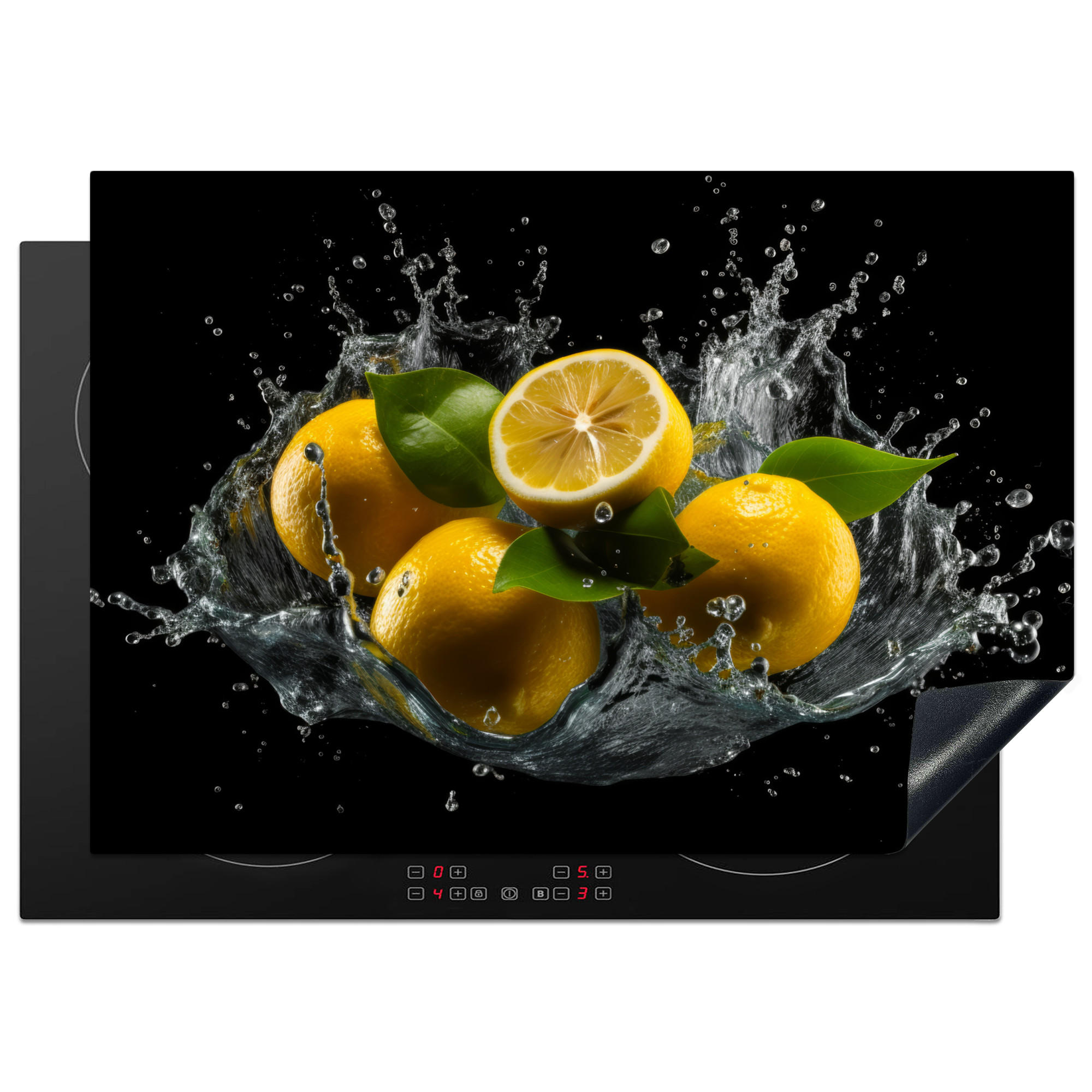 MuchoWow KRYT NA INDUKČNÍ DESKU Citron - Ovoce - Žlutá - Černá 75x52 cm