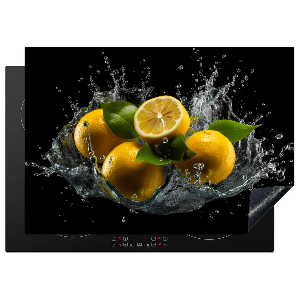 HERDABDECKPLATTE Zitrone - Obst - Gelb - Schwarz 75x52 cm - Gelb, Kunststoff (75/0.2/52cm) - MuchoWow