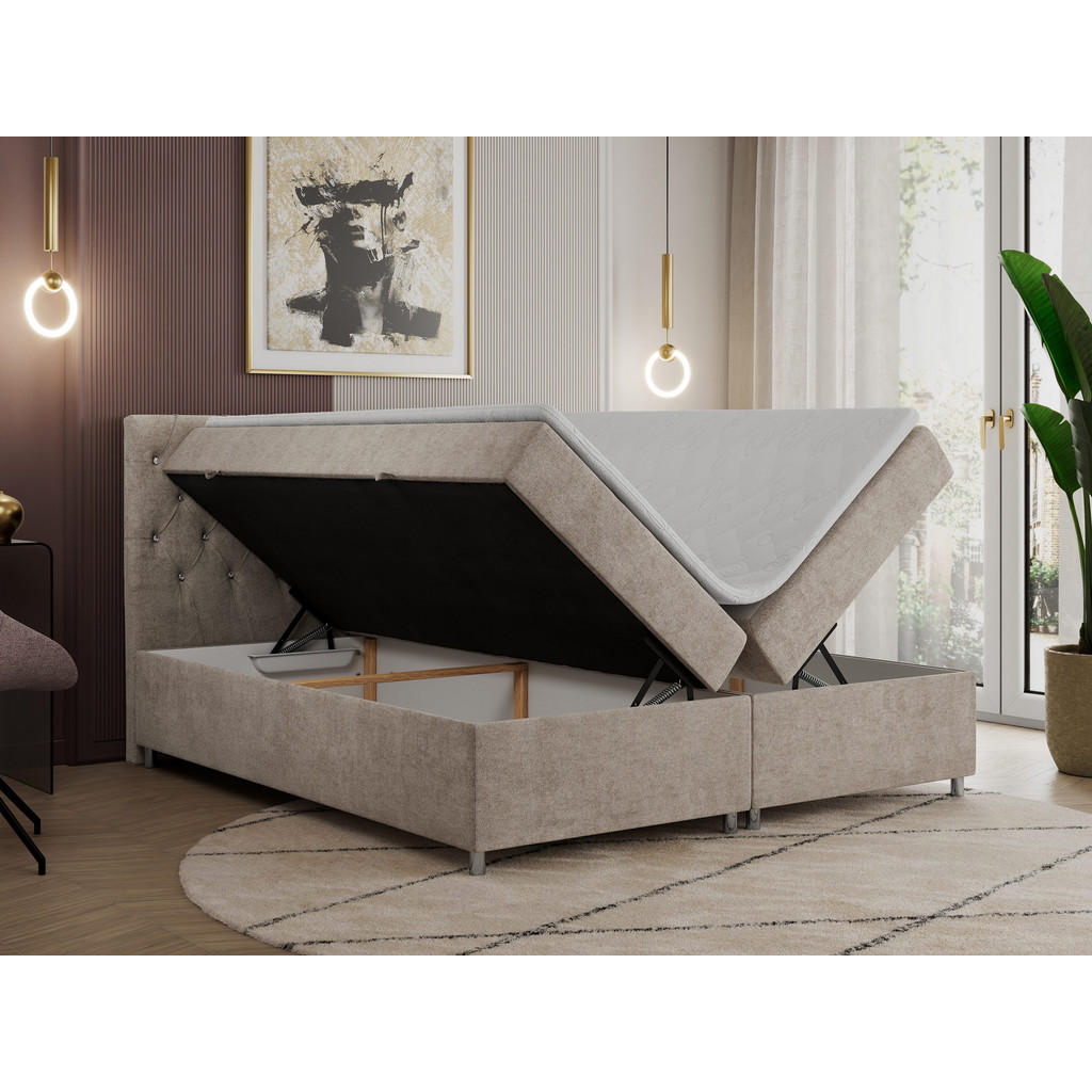 Thumbnail - Xxxl Boxbett, Beige, Textil, 2-Sitzer, H3, 7-Zonen, Rechteckig, 180x200 cm, Oeko-Tex®, Schlafzimmer, Betten, Boxspringbe...