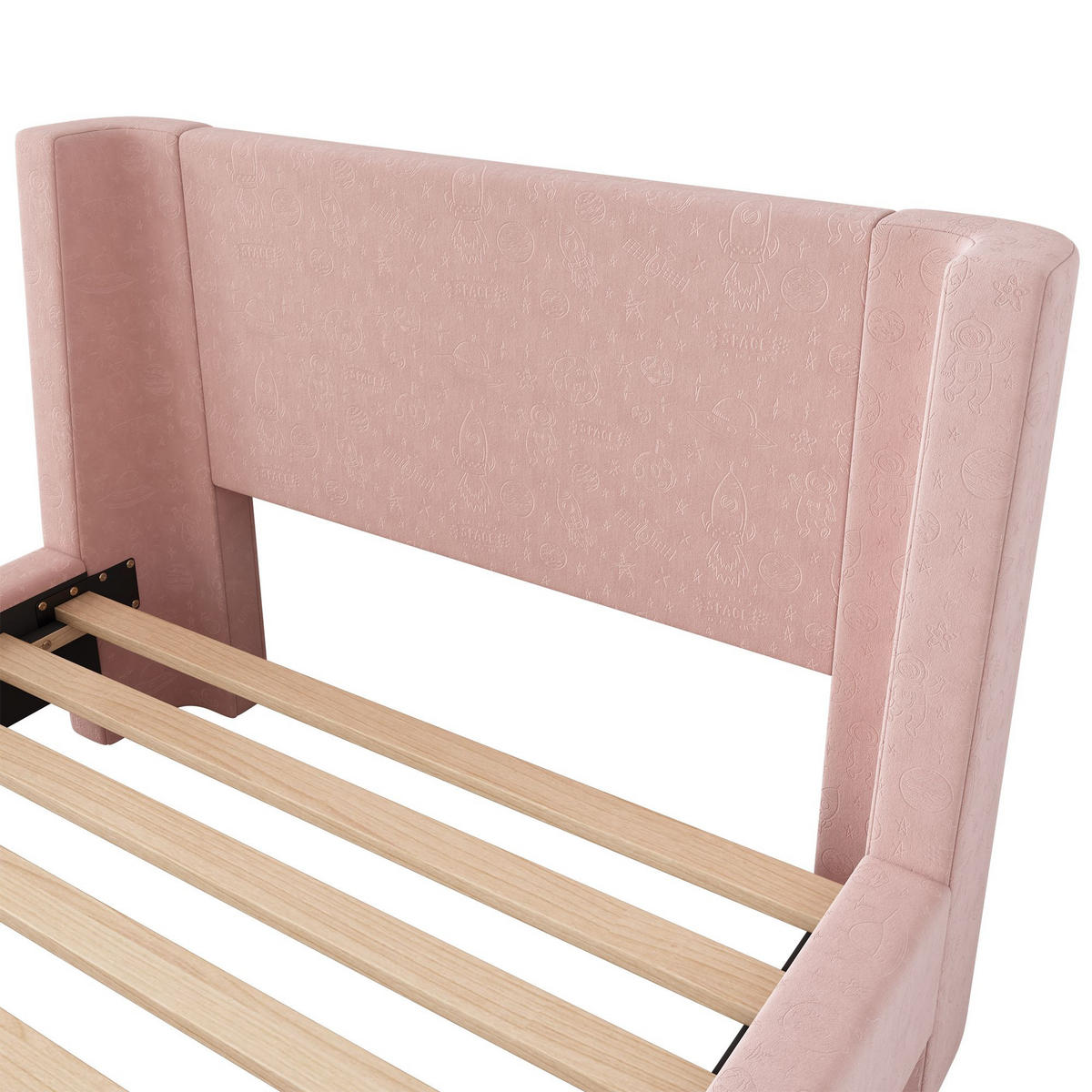POLSTERBETT 90 x 200 cm in Rosa Samt，Ohne Matratze - Pink, Textil (90/200cm) - KOMHTOM