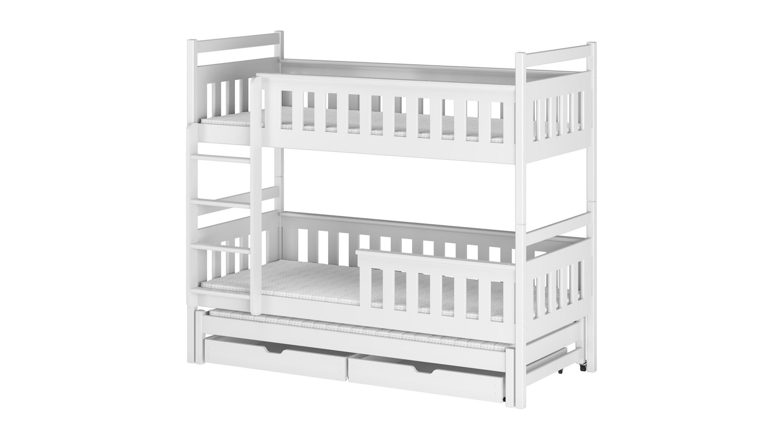 Kids Collective PATROVÁ postel 90x200 cm s výsuvnou postelí a dvěma zásuvkami v bílé barvě