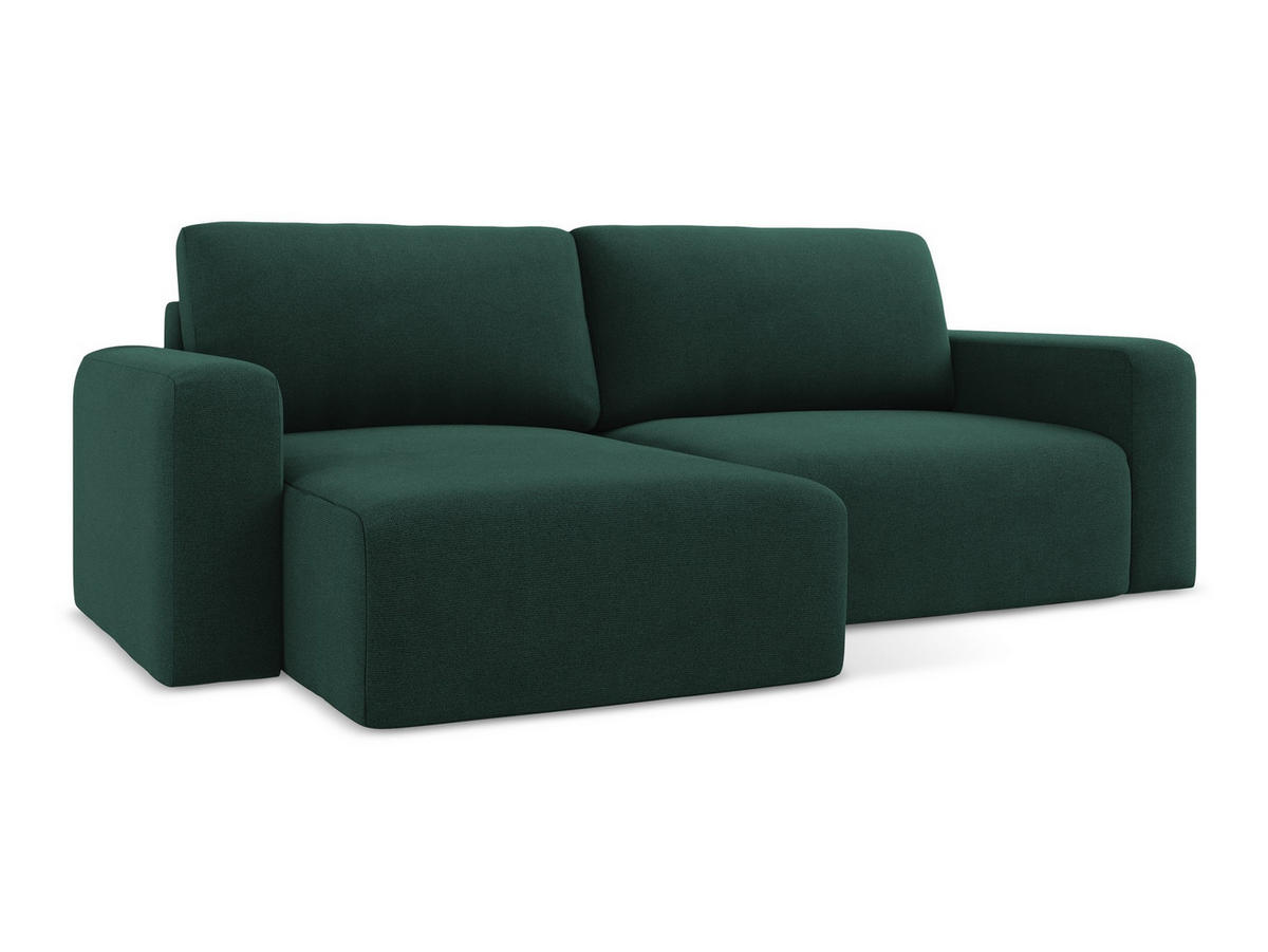 ECKSOFA mit Schlaffunktion links Strukturstoff Stoff Grün - Dunkelgrün/Schwarz, Kunststoff/Textil (149/244cm) - Makamii