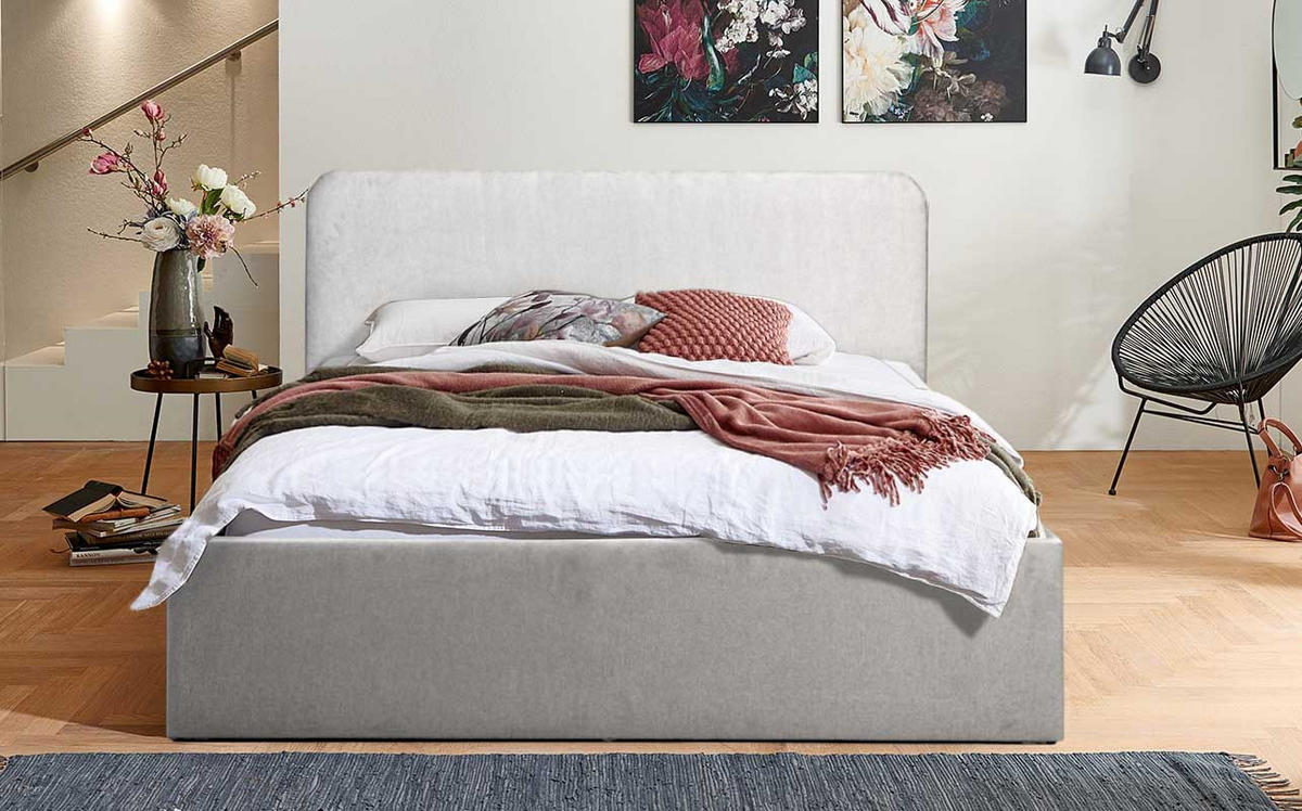 POLSTERBETT Mailand Grau 120 x 200 x 40 cm Stauraum ohne hydraulische Funktion Ohne Matratze und Lattenrost - Grau, Holz (120/200cm) - Halmon Schlafkomfort Betten 