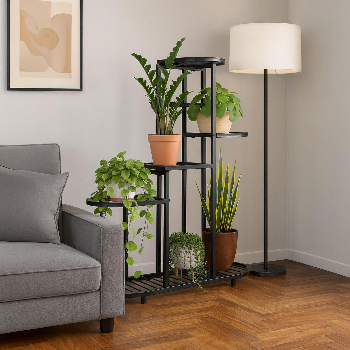 BLUMENSTÄNDER SCALA Schwarz - Schwarz, Metall (23/70/79.5cm) - Mat-Haus
