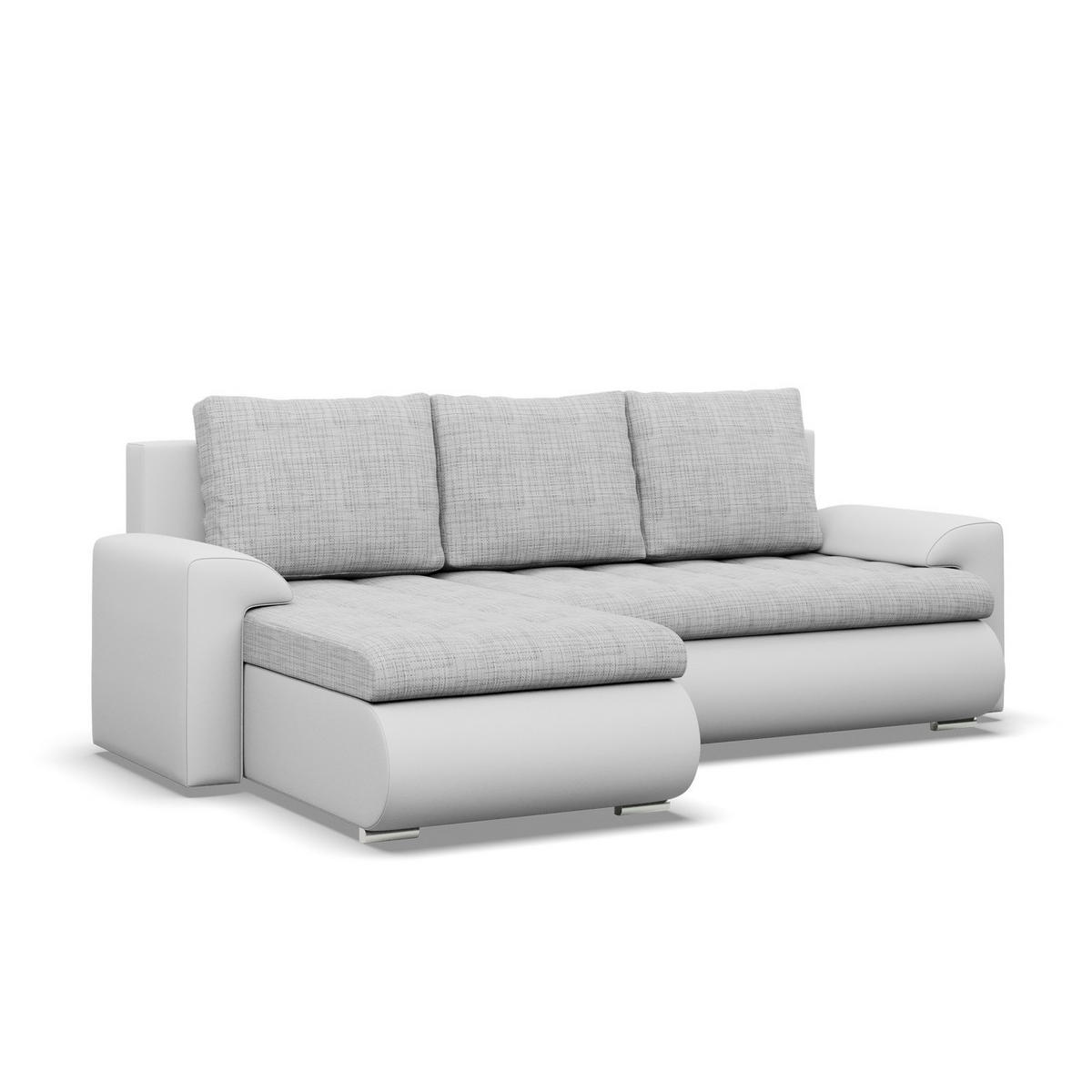 ECKSOFA LINKS MIT SCHLAFFUNKTION FORESTA, Grau + Grau - Hellgrau/Grau, Textil (230/159cm) - Mebligo