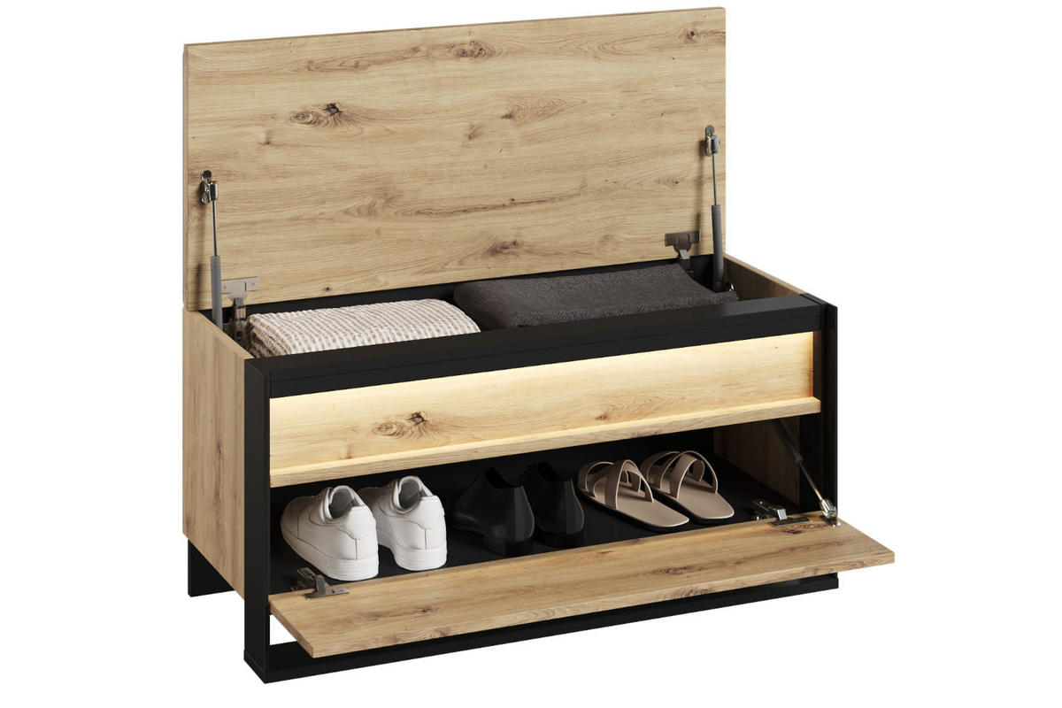 GARDEROBE Quant 6 - Schwarz/Eiche Artisan, Holzwerkstoff (152/249/40cm) - Meblini