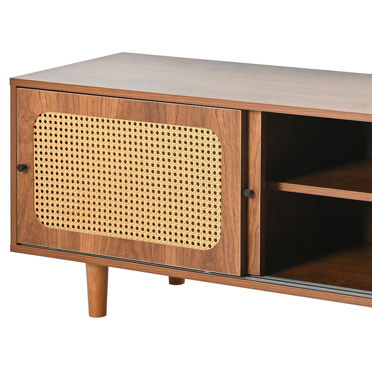 SCHUHSCHRANK-SET 2-teilig (Rattan-Kommode und Schuhschrank), 104/40/48 cm (Standardmaß), Rattan/Spanplatte, Walnuss - Walnussfarben, Holzwerkstoff (40/48/104cm) - Redom