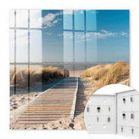 SCHLÜSSELBOX Weiß 30x30 cm – Türöffnung nach rechts - Ein ruhiger Strand - Blau, Metall (30/30/5cm) - TULUP