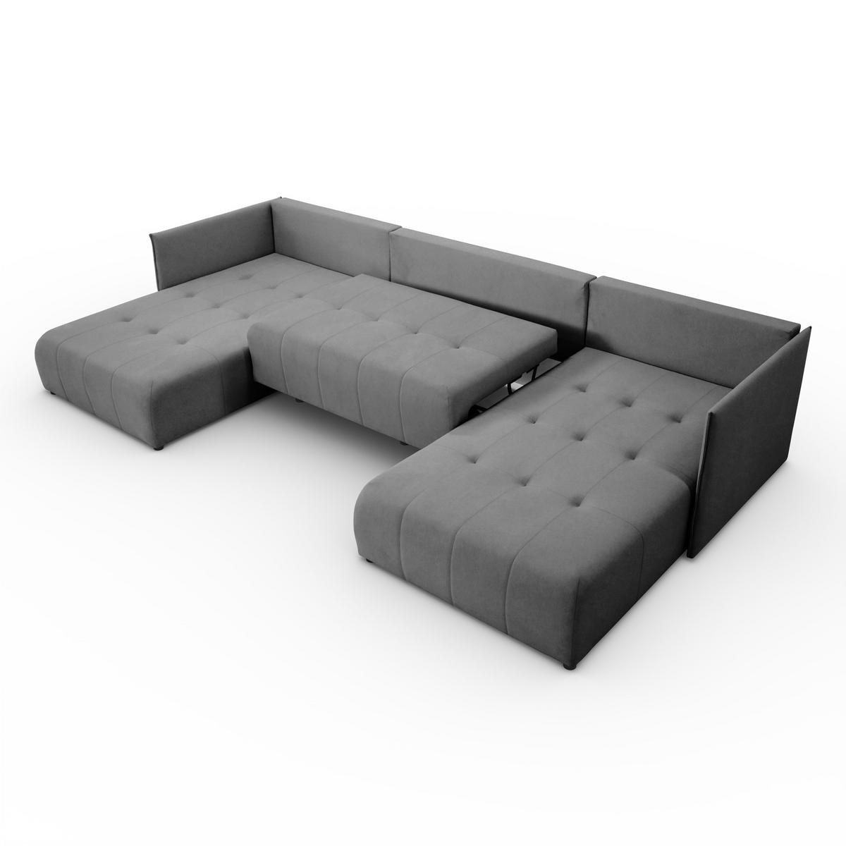 ECKSOFA Sofa U-Form Couch U form Hannover Stoff Castel Grau - Grau, Holz (348/188cm) - Kaiser Möbel