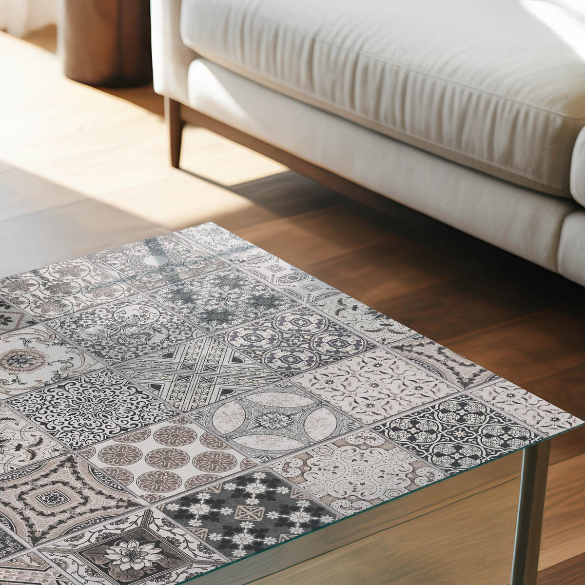 TISCHPLATTE 50x50 cm – Stilvolles Mosaik - Blau, Glas (50/50/0.4cm) - Wallfluent
