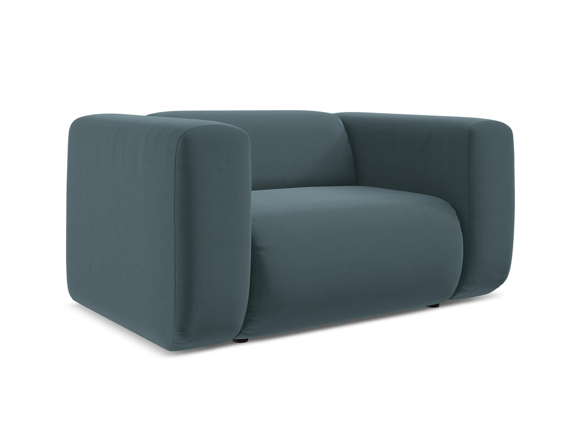 SESSEL Samt Stoff Blau - Blau/Petrol, Kunststoff/Textil (137/70/89cm) - Makamii